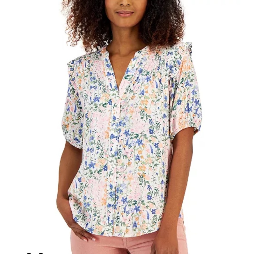 TOMMY HILFIGER WOMENS BUTTON FLORAL TOP (552)